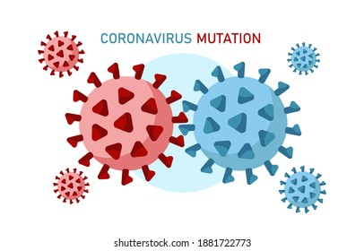 Virus cell mutations process vector illustration isolated on white background. New virus mutation of coronavirus, hantavirus,  pandemic. Concept for health, medical design, landing page