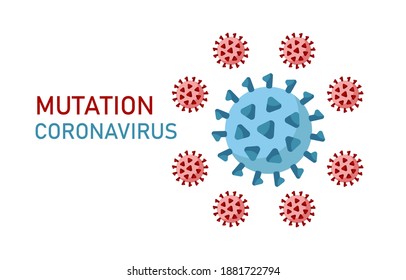 Viruszellmutationen verarbeiten Vektorgrafik einzeln auf weißem Hintergrund. Neue Virusmutation von Coronavirus, Hantavirus, Pandemie. Konzept für Gesundheit, medizinisches Design, Landungsseite