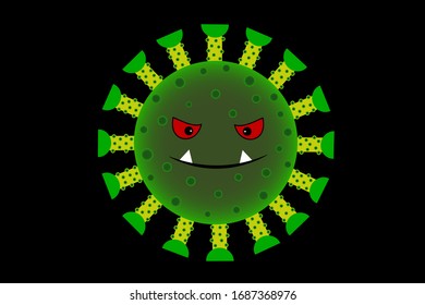 Virus cell on black background.