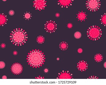 Virus cell seamless pattern, Coronavirus disease COVID-19. Pandemic of coronavirus. Vector illustration