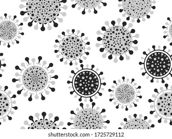 Virus cell seamless pattern, Coronavirus disease COVID-19. Pandemic of coronavirus. Vector illustration