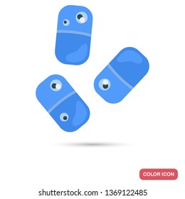 Virus cell under magnification flat color icon