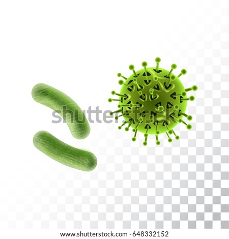 Virus cells or bacteria set. Vector Illustration isolated objects on white background.