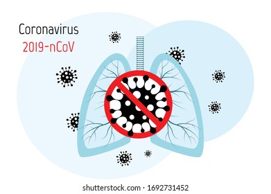 Virus cells in lung. Infected lungs. Coronavirus, COVID-19. 2019-nCoV. lung disease, pneumonia, asthma, cancer, tuberculosis.
