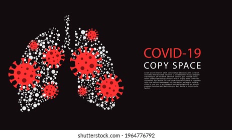 Virus cells in lung. Infected lungs. Coronavirus, COVID-19. 2019-nCoV. lung disease, pneumonia, asthma, cancer, tuberculosis.