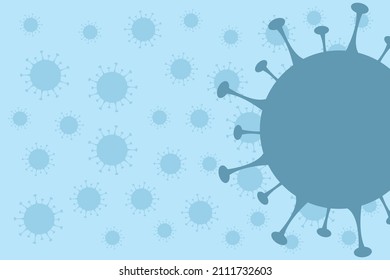 Celdas de virus. Vista microscópica. Cierra. Papel de pantalla azul vectorial. Diseño plano.