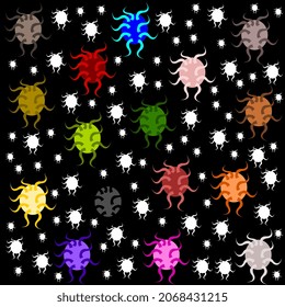 Virus cells that are spreading and mutating