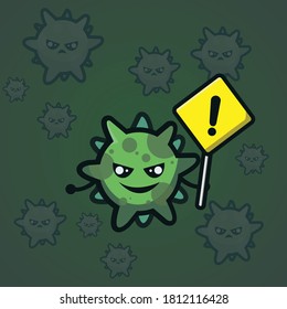 virus character vector design. virus mascot design for your project design, banner, poster, sticker, leanding page and etc.