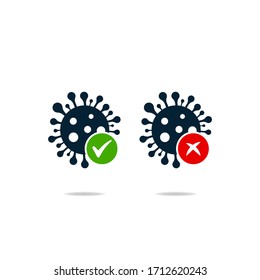 Virus with check and cross mark icon design isolated on white background. Vector illustration