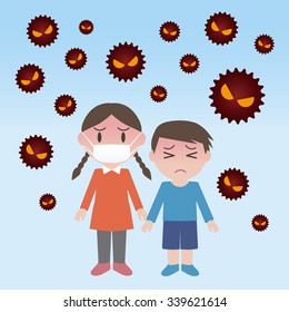 Virus and Children, image illustration