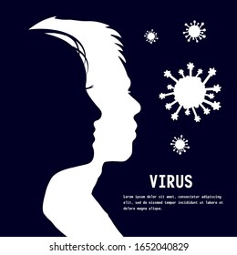 Virus in China. Wuhan corona virus illustration. Medical illustration with microbe