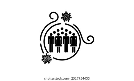 virus circulates among people, black isolated silhouette