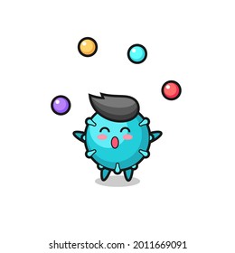 the virus circus cartoon juggling a ball , cute style design for t shirt, sticker, logo element