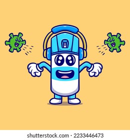 virus cleaner cartoon vector icon illustration