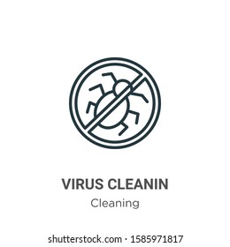 Virus cleanin outline vector icon. Thin line black virus cleanin icon, flat vector simple element illustration from editable cleaning concept isolated on white background