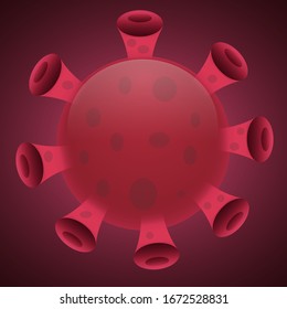 Virus close-up on a red background. Coronavirus