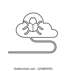 virus in the cloud icon. Element of cyber security for mobile concept and web apps icon. Thin line icon for website design and development, app development