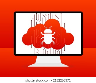 Virus cloud. Searching virus. Microbe icon. Cyber secure