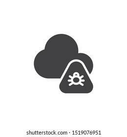 Virus cloud vector icon. filled flat sign for mobile concept and web design. Cloud computing with virus bug glyph icon. Symbol, logo illustration. Vector graphics