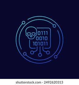 virus code, malware icon, linear design