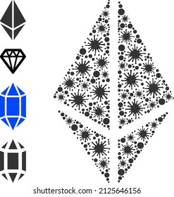 Virus collage rhombus crystal icon, and other icons. Rhombus crystal collage for breakout images. Vector mosaic is organized from random virus icons.