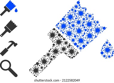 Virus collage wet painting icon, and other icons. Wet painting collage for isolation images. Vector collage is formed with random cell icons.