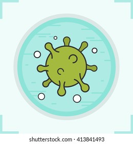 Virus color icon. Bacteria, infection, germ, bacillus. Round green microorganism. Microscopic bacterium. Vector illustration