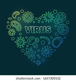 Virus Colored Heart Made With Outline Viruses Icons - Vector Concept Colorful Illustration