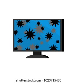Virus in computer. Cyber attack for pc. Blocked Data processor does not work. Vector illustration
