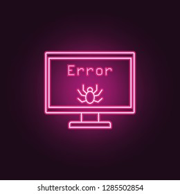virus in the computer icon. Elements of Crime Investigation in neon style icons. Simple icon for websites, web design, mobile app, info graphics