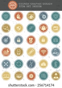 Virus computer icons,retro style,clean vector
