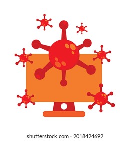 virus with computer illustration design. pandemic virus illustration. virus illustration design. on white background