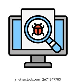 Virus Computer outline color icon vector illustration