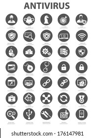 Virus Computer & Security Icons,Gray version,vector