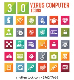 Virus computer and Security computer icons,vector