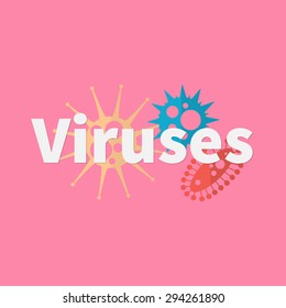 Virus concept with virus icons and text. Vector illustration