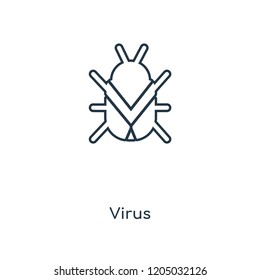 Virus concept line icon. Linear Virus concept outline symbol design. This simple element illustration can be used for web and mobile UI/UX.