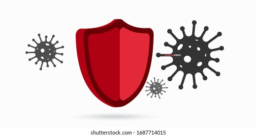 С concepto de virus orona con protección antivirus contra el coronavirus, infección por COVID-19, 2019-nCoV. Protección médica