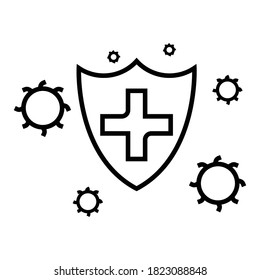Сorona virus concept with protective antivirus shield to coronavirus, COVID-19, 2019-nCoV infection