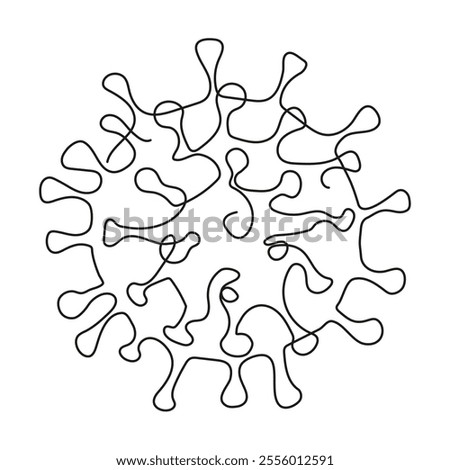 Virus continuous one line drawing. Dangerous disease 2019. Pandemic vector illustration. Minimalist style. Medical outline art. Viral.