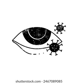 Virus contracted eye black hand drawn icon in grunge look