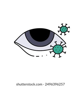 virus contracted eye hand drawn color vector illustration