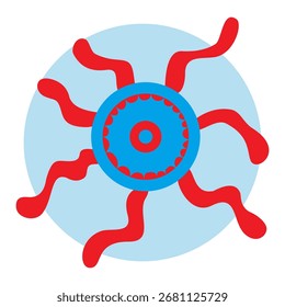 Ícone do núcleo do vírus Ilustração do vetor do patógeno microscópico