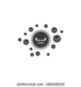 virus, virus corona, vector y logotipo de diseño de máscara