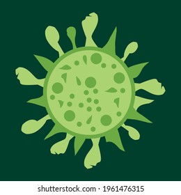 Virus Corona vectors. Corona Virus in Wuhan. Dark Green Background. Vector Illustration.