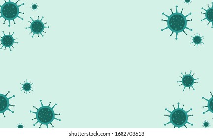 Virus Corona vectors. Corona Virus in Wuhan. Vector Illustration.Many Virus attack on green background. Covid-19 Template background.