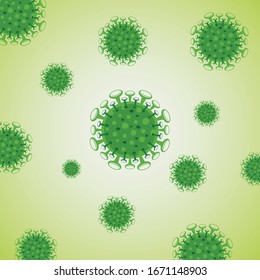 Virus Corona vectors. Corona Virus in Wuhan.coronavirus infection.Green Background. Vector Illustration.