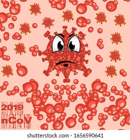 Virus Coronavirus 2019 - CoV emotion vector. Chinese CoV Coronavirus dangerous, warning of SARS pandemic risk. The symptoms. Chinese virus. Illustration. dorscon increase rate. Vector 3