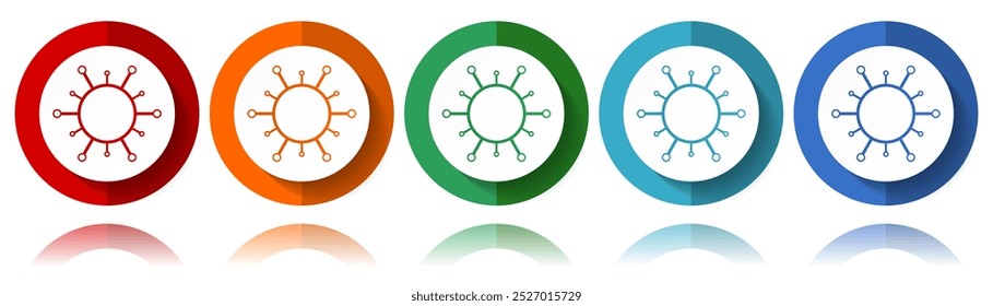 Virus, coronavirus, covid-19, infection vector icons, flat icon set for logo design, webdesign and mobile applications, colorful web button collection in eps 10