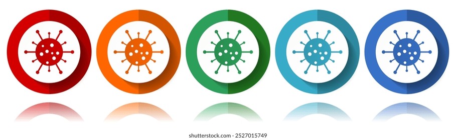 Vírus, coronavírus, covid-19, ícones de vetor de infecção, ícone plano definido para design de logotipo, webdesign e aplicativos móveis, coleção colorida de botões da Web no eps 10